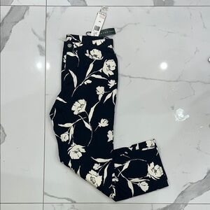Floral Black and White Pants